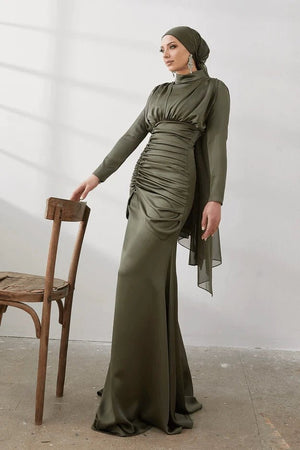 Ahla Tesettür Abiye - FioraofDress - tesettur - abiye - 42 - HAKİ - hijab - evening - dress