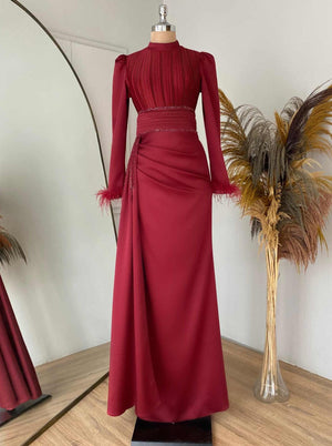 Alina Abiye - FioraofDress - tesettur - abiye - 48 - soğan kabuğu - hijab - evening - dress