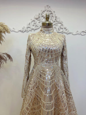 Alinda Tesettür Abiye Gold - FioraofDress - tesettur - abiye - 48 - hijab - evening - dress