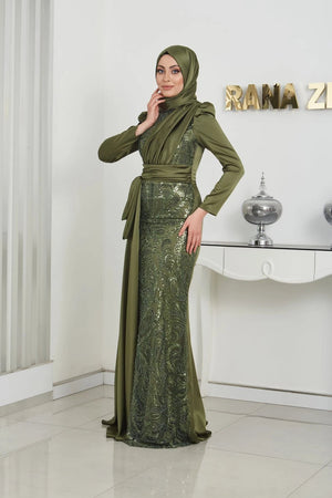 Alissa Tesettür Abiye - FioraofDress - tesettur - abiye - 44 - haki - hijab - evening - dress