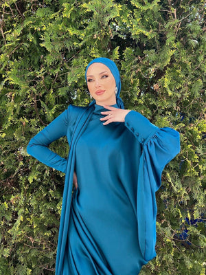 Almira Tesettür Abiye - FioraofDress - tesettur - abiye - 44 - PETROL - hijab - evening - dress