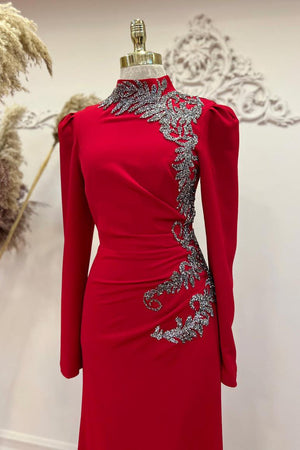 Anna Tesettür Abiye Kırmızı - FioraofDress - tesettur - abiye - 48 - hijab - evening - dress