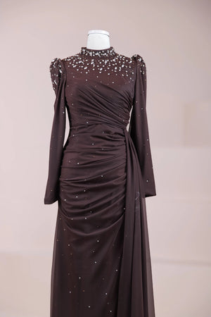 Aris Tesettür Abiye - FioraofDress - tesettur - abiye - KAHVERENGİ - 38 - hijab - evening - dress