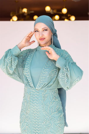 Asel Tesettür Abiye - FioraofDress - tesettur - abiye - MİNT - 38 - hijab - evening - dress