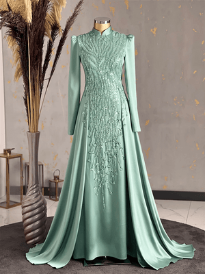 Damla Tesettür Abiye Mint - FioraofDress - tesettur - abiye - 48 - hijab - evening - dress