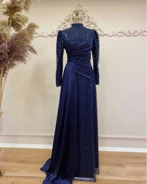 Drape Tesettür Abiye - FioraofDress - tesettur - abiye - LACİVERT - 38 - hijab - evening - dress