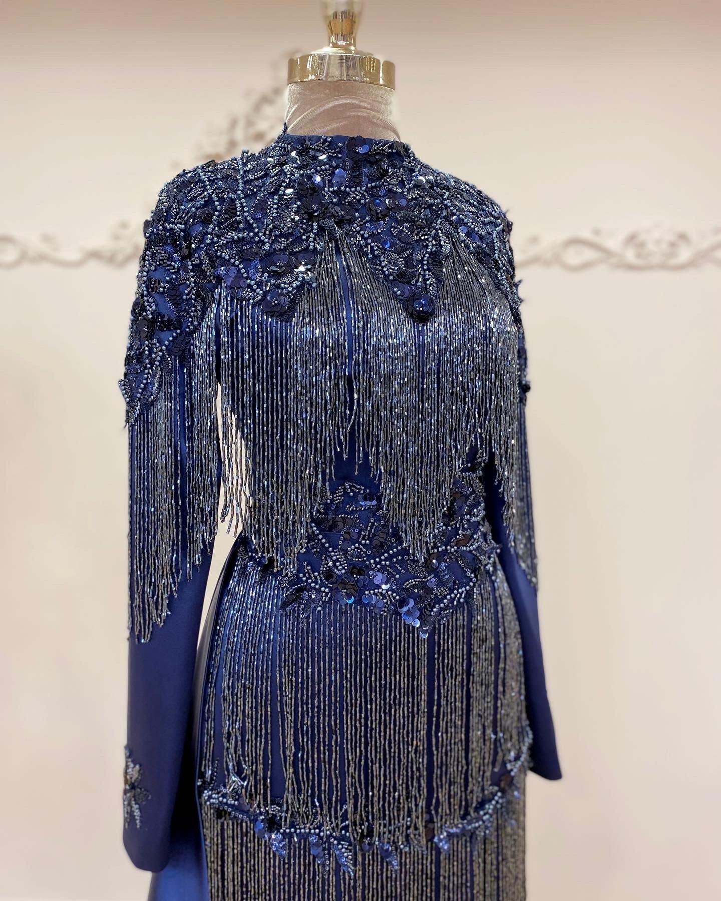 Elegance Tesettür Abiye Lacivert - FioraofDress - tesettur - abiye - 50 - hijab - evening - dress
