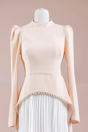 Elise Tesettür Abiye - FioraofDress - tesettur - abiye - somon beyaz - 38 - hijab - evening - dress