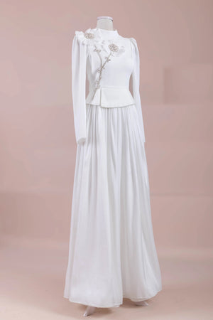 Elya Tesettür Abiye - FioraofDress - tesettur - abiye - Beyaz - 38 - hijab - evening - dress