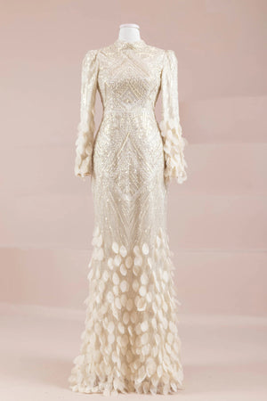 Elyse Tesettür Abiye - FioraofDress - tesettur - abiye - krem - 38 - hijab - evening - dress