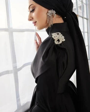 Esila Siyah Taşlı Tesettür Abiye - FioraofDress - tesettur - abiye - 42 - hijab - evening - dress