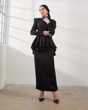 Esila Siyah Taşlı Tesettür Abiye - FioraofDress - tesettur - abiye - 42 - hijab - evening - dress