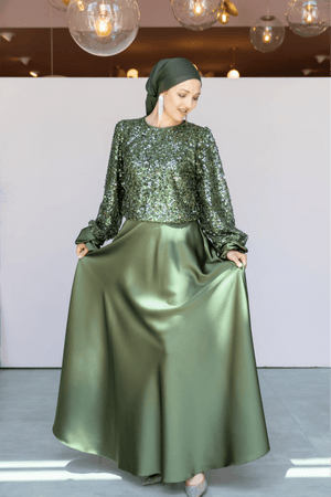Ferce Tesettür Abiye - FioraofDress - tesettur - abiye - 44 - haki - hijab - evening - dress