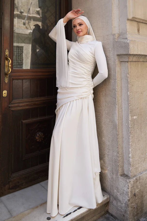 Gökçe Tesettür Abiye - FioraofDress - tesettur - abiye - Ekru - 34 - hijab - evening - dress