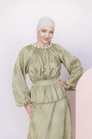 Grazia Tesettür Takım - FioraofDress - tesettur - abiye - 44 - Yağ Yeşili - hijab - evening - dress