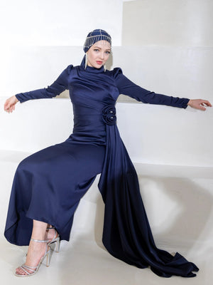 Gül Detay Tesettür Abiye - FioraofDress - tesettur - abiye - 44 - lacivert - hijab - evening - dress