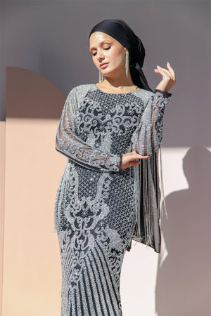 Handmade Embroidered AH1001 - FioraofDress - tesettur - abiye - 48 - hijab - evening - dress