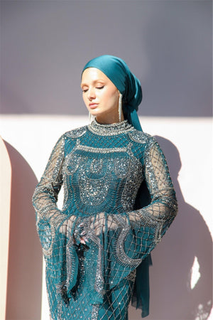 Handmade Embroidered AH1023 - FioraofDress - tesettur - abiye - 48 - hijab - evening - dress