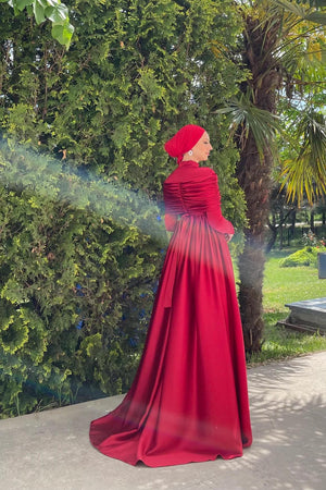 Hüma Tesettür Abiye - FioraofDress - tesettur - abiye - 44 - Kırmızı - hijab - evening - dress