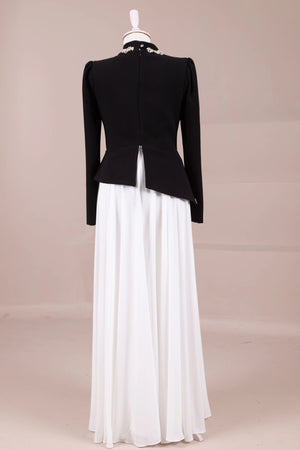 Jamila Tesettür Abiye - FioraofDress - tesettur - abiye - Siyah Beyaz - 38 - hijab - evening - dress