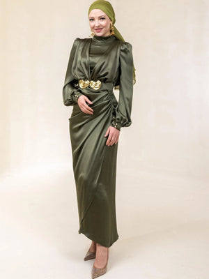 Kamer Tesettür Abiye - FioraofDress - tesettur - abiye - 44 - haki - hijab - evening - dress