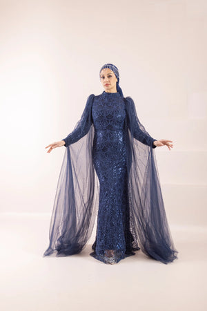Leydi Tesettür Abiye - FioraofDress - tesettur - abiye - lacivert - 36 - hijab - evening - dress