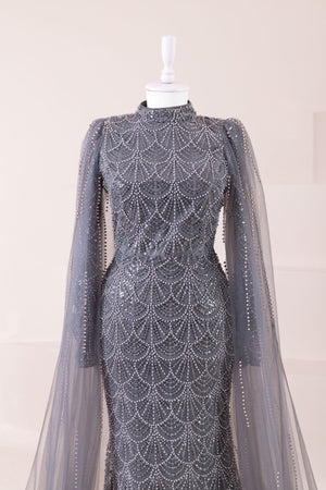 Leydi Tesettür Abiye - FioraofDress - tesettur - abiye - Antrasit - 36 - hijab - evening - dress
