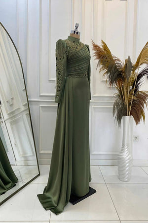 Leyla Tesettür Abiye - FioraofDress - tesettur - abiye - haki - 38 - hijab - evening - dress