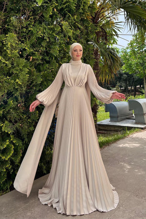 Lilya Tesettür Abiye - FioraofDress - tesettur - abiye - 44 - bejj - hijab - evening - dress