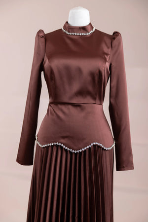 Lolita Tesettür Abiye - FioraofDress - tesettur - abiye - gold kahve - 38 - hijab - evening - dress