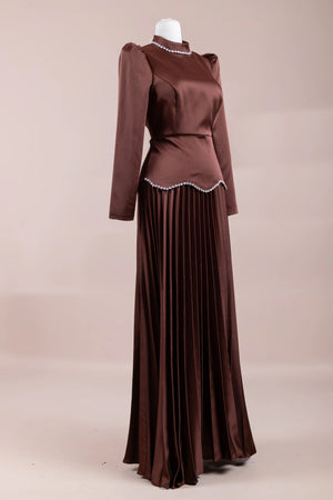 Lolita Tesettür Abiye - FioraofDress - tesettur - abiye - gold kahve - 38 - hijab - evening - dress