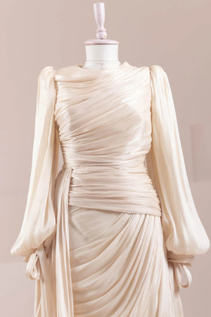 Lotus Tesettür Abiye - FioraofDress - tesettur - abiye - Ekru - 38 - hijab - evening - dress