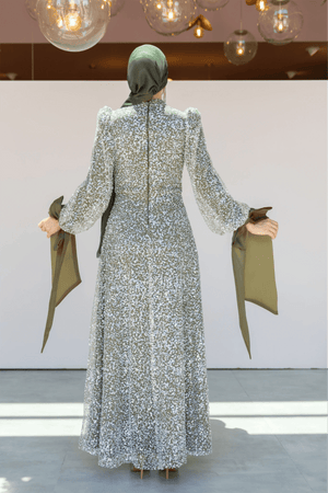 Melena Tesettür Abiye - FioraofDress - tesettur - abiye - 46 - haki - hijab - evening - dress