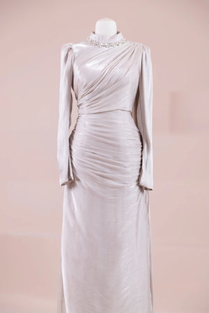 Melya Tesettür Abiye - FioraofDress - tesettur - abiye - BEJ - 38 - hijab - evening - dress