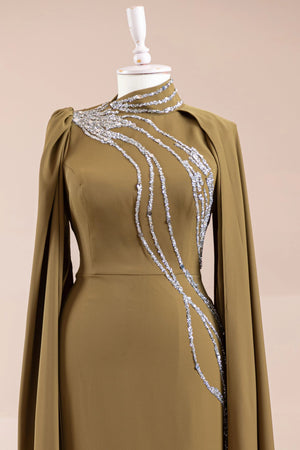 Nalesa Tesettür Abiye - FioraofDress - tesettur - abiye - olive - 36 - hijab - evening - dress