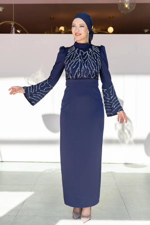 Narin Tesettür Abiye - FioraofDress - tesettur - abiye - 36 - lacivert - hijab - evening - dress