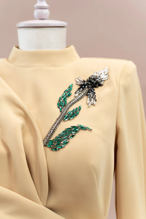 Nira Tesettür Abiye - FioraofDress - tesettur - abiye - Safran - 38 - hijab - evening - dress