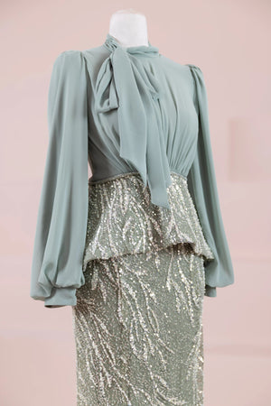 Nisa Tesettür Abiye - FioraofDress - tesettur - abiye - YAĞ YEŞİLİ - 38 - hijab - evening - dress