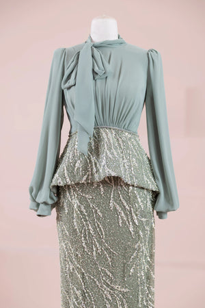 Nisa Tesettür Abiye - FioraofDress - tesettur - abiye - YAĞ YEŞİLİ - 38 - hijab - evening - dress