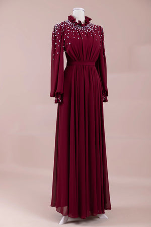 Nova Teseetür Abiye - FioraofDress - tesettur - abiye - BORDO - 38 - hijab - evening - dress