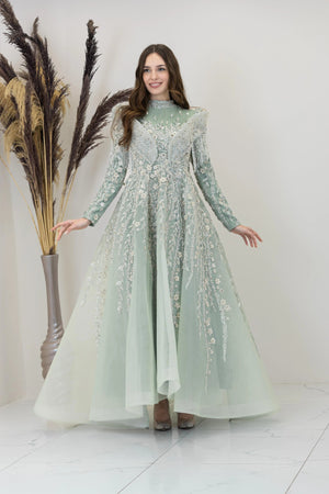 Omuzları V Drape Asel Tesettür Abiye - FioraofDress - tesettur - abiye - çagla - 38 - hijab - evening - dress