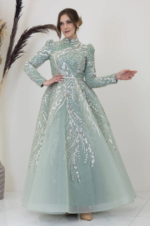 Önü Aplik İşleme Pelerinli Kayra Tesettür Abiye - FioraofDress - tesettur - abiye - çagla - 38 - hijab - evening - dress