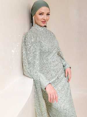 Parla Tesettür Abiye - FioraofDress - tesettur - abiye - 48 - mint - hijab - evening - dress