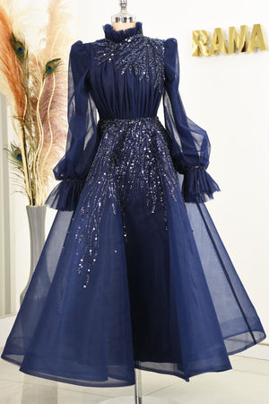 Patrica Tesettür Abiye - FioraofDress - tesettur - abiye - lacivert - 38 - hijab - evening - dress