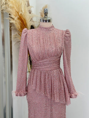 Rachelle Tesettür Abiye - FioraofDress - tesettur - abiye - Pudra - 38 - hijab - evening - dress