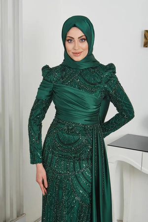 Raissa Tesettür Abiye - FioraofDress - tesettur - abiye - 44 - zümrüt - hijab - evening - dress