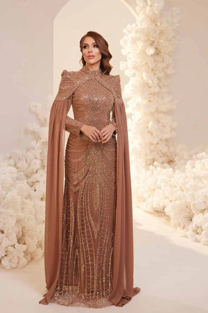 Sabrina Tesettür Abiye - FioraofDress - tesettur - abiye - rose - 38 - hijab - evening - dress