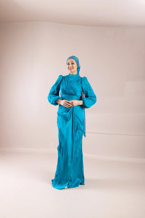 Safir Tesettür Abiye - FioraofDress - tesettur - abiye - PETROL - 38 - hijab - evening - dress