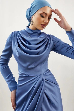 Sanem İndigo Tesettür Abiye - FioraofDress - tesettur - abiye - 44 - indigo - hijab - evening - dress