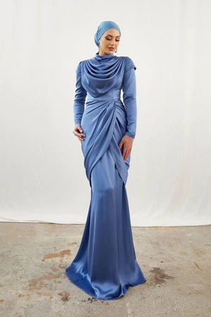 Sanem İndigo Tesettür Abiye - FioraofDress - tesettur - abiye - 44 - indigo - hijab - evening - dress